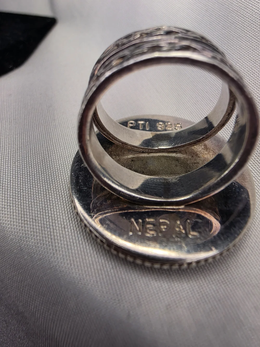 2 Mohurs coin of Nepal Statement Ring Sterling Silver Sz 7.5